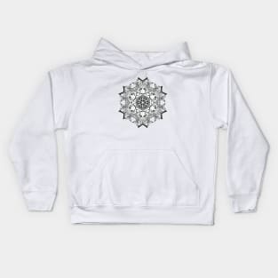 84C Unique Black White Abstract Mandala Kids Hoodie